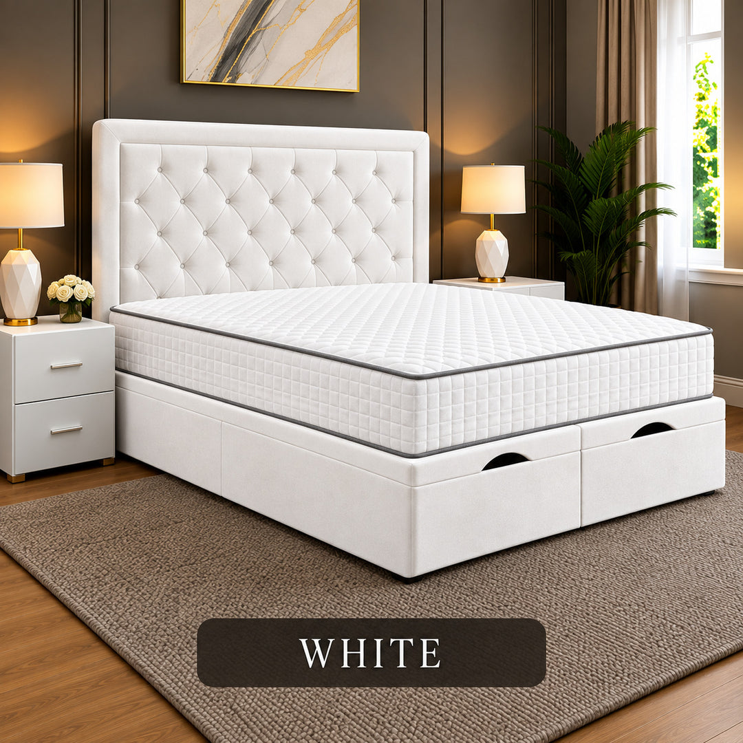 Milan Chesterfield Tufted Divan Storage Ottoman Bed Frame