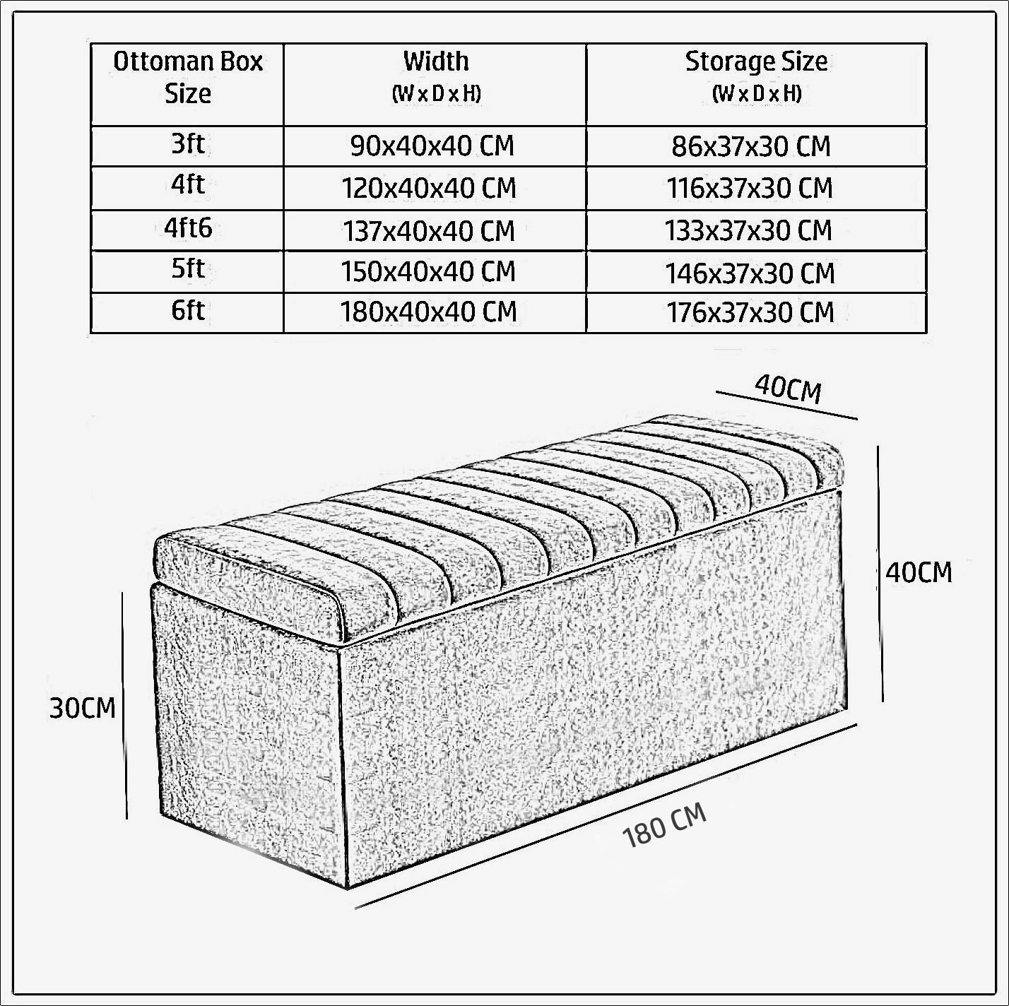Safar Large Ottoman Storage Box - Upholstered Blanket Box