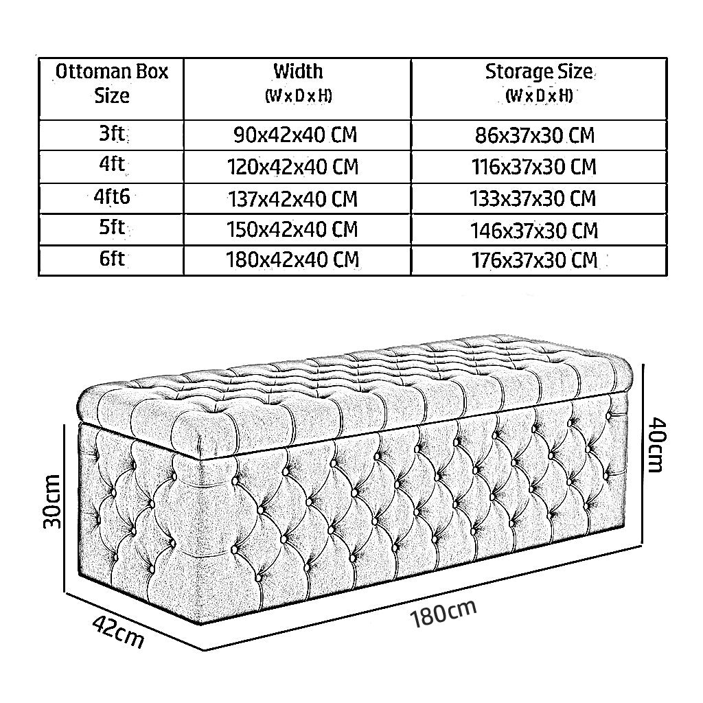 Lux Velvet Upholstered Chesterfield Storage Ottoman Box