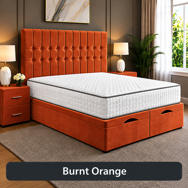 Sarah Divan Storage Striped Tufted Ottoman Bed Frame