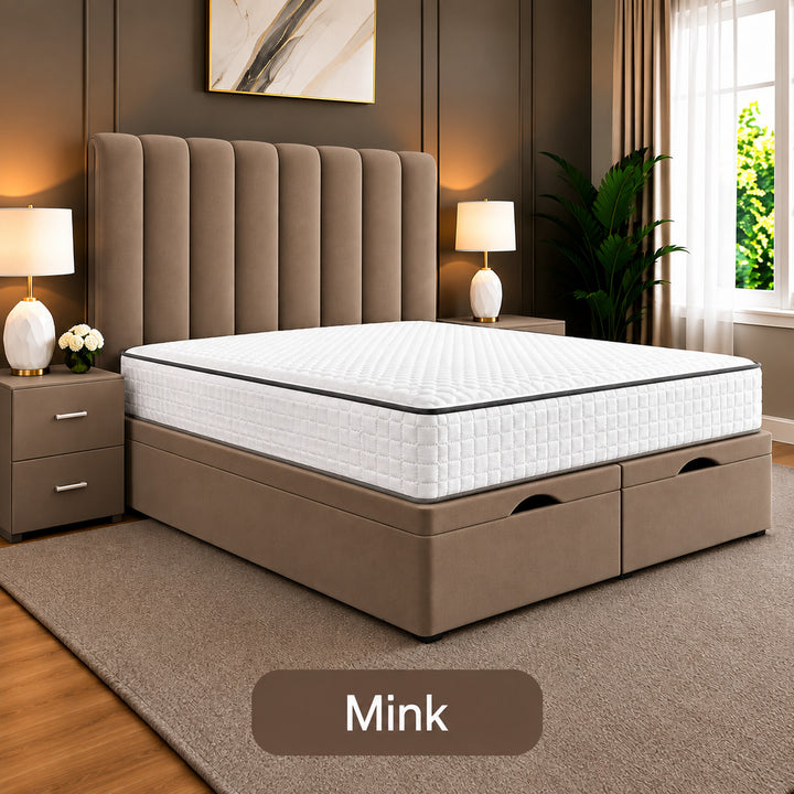 Safar Striped Divan Storage Ottoman Bed Frame