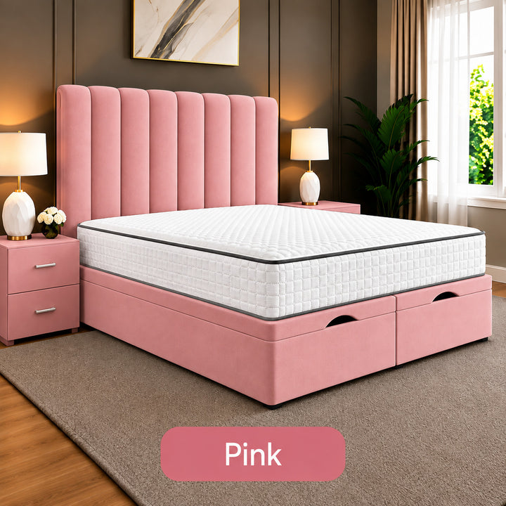 Safar Striped Divan Storage Ottoman Bed Frame