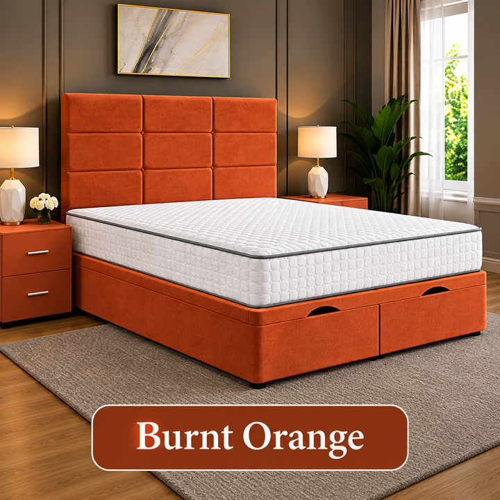 Lux Cubed Tufted Divan Storage Ottoman Bed Frame