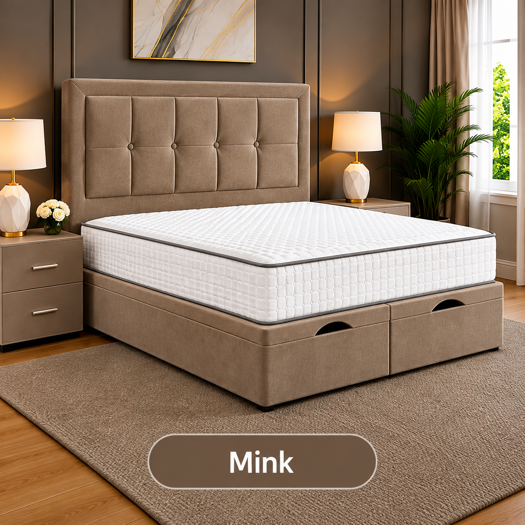 Maria Cubed Tufted Divan Storage Ottoman Bed Frame