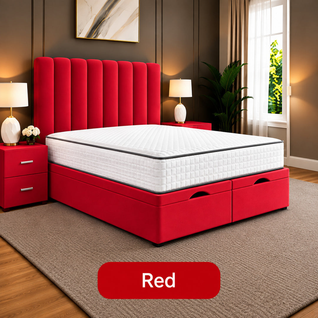Safar Striped Divan Storage Ottoman Bed Frame