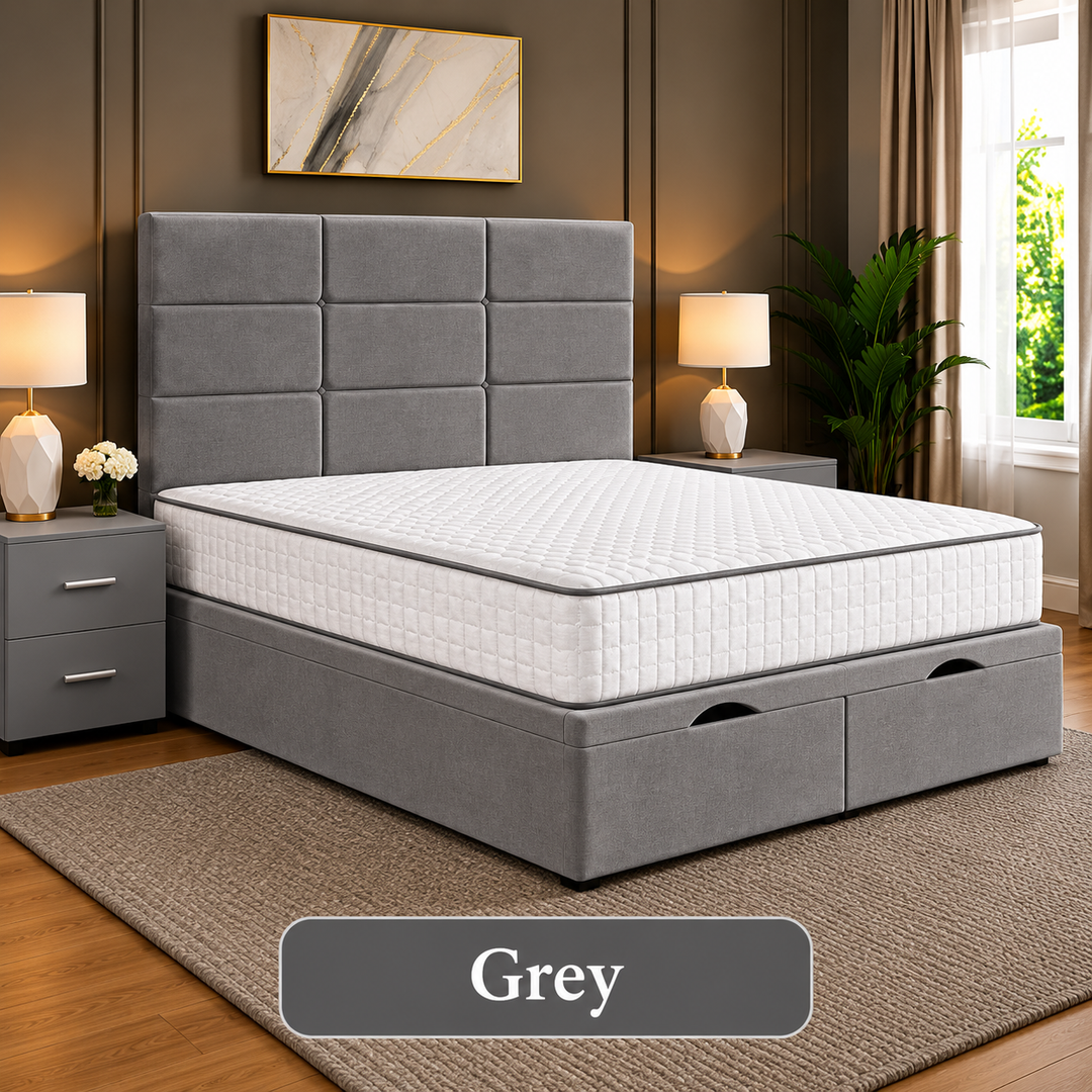 Lux Cubed Tufted Divan Storage Ottoman Bed Frame