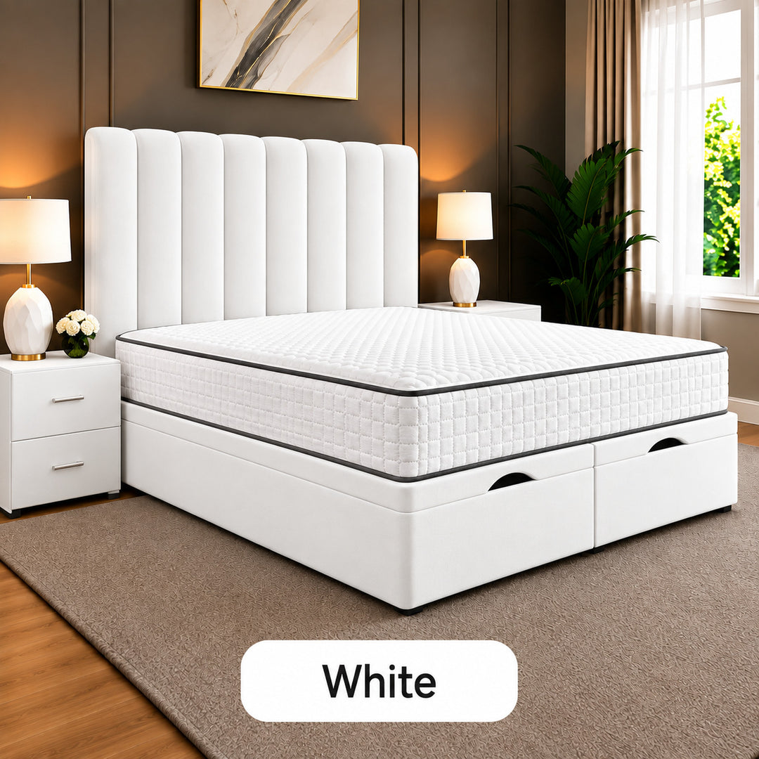 Safar Striped Divan Storage Ottoman Bed Frame