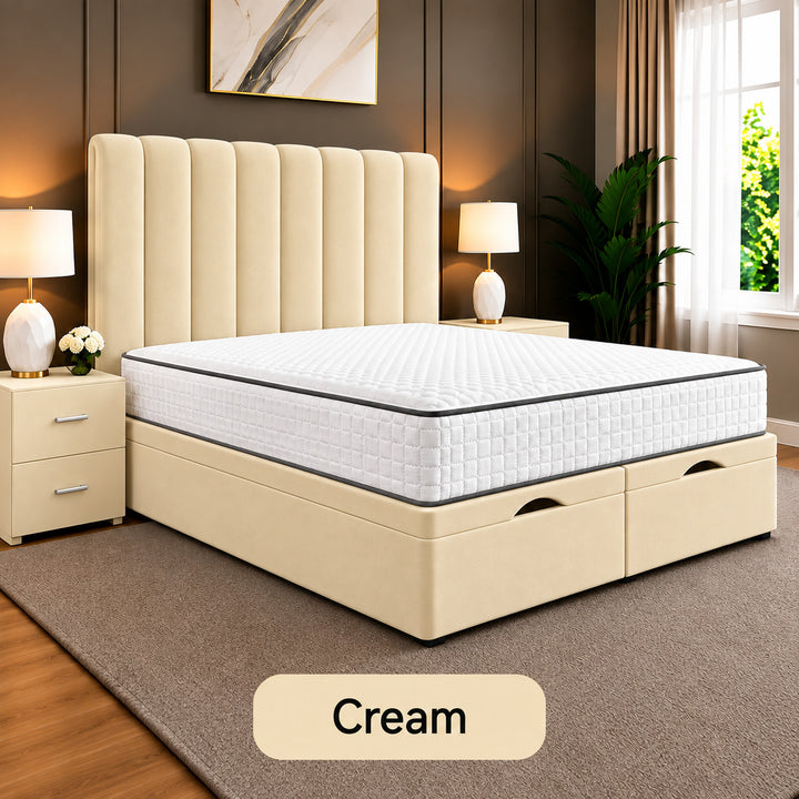 Safar Striped Divan Storage Ottoman Bed Frame