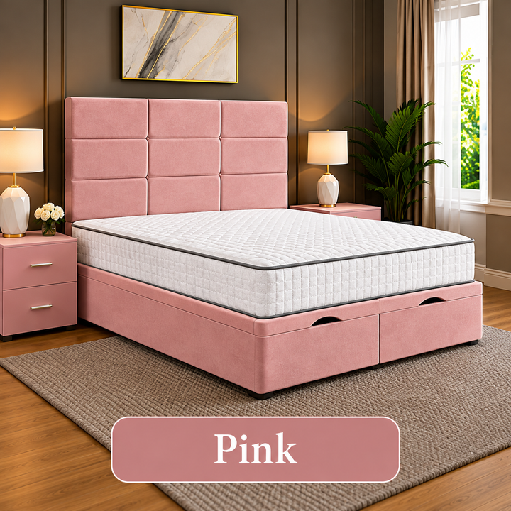 Lux Cubed Tufted Divan Storage Ottoman Bed Frame