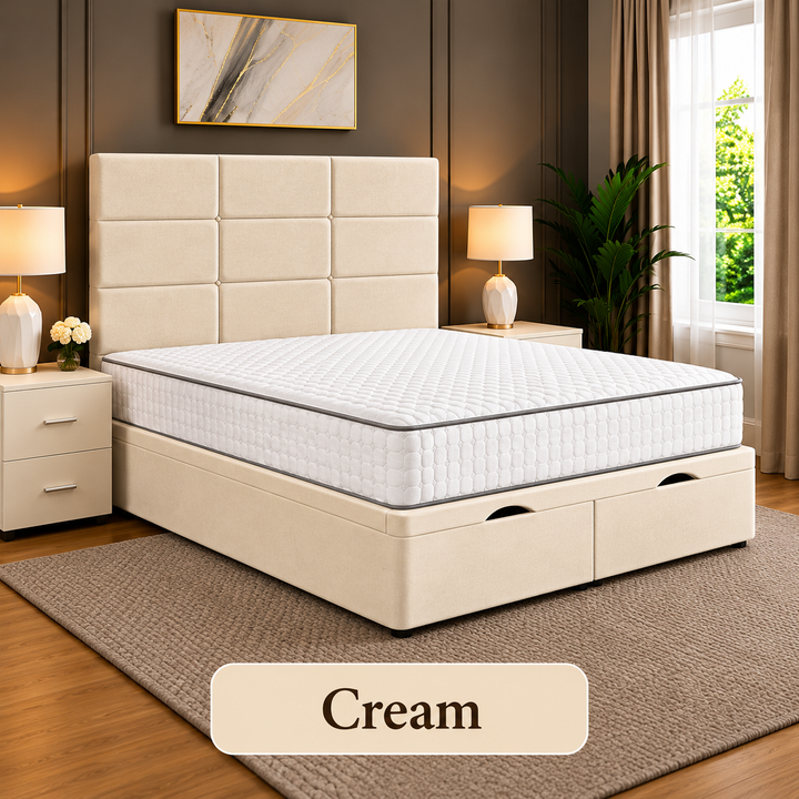 Lux Cubed Tufted Divan Storage Ottoman Bed Frame