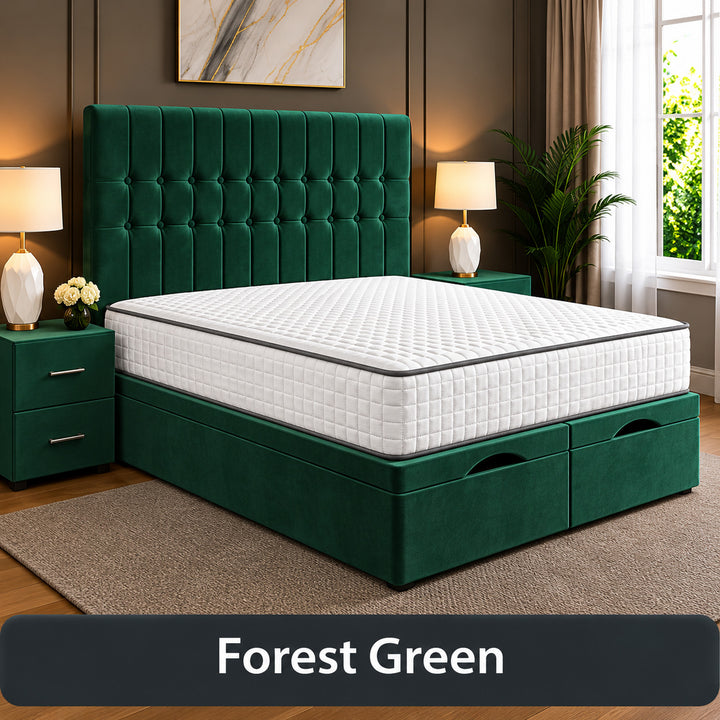 Sarah Divan Storage Striped Tufted Ottoman Bed Frame