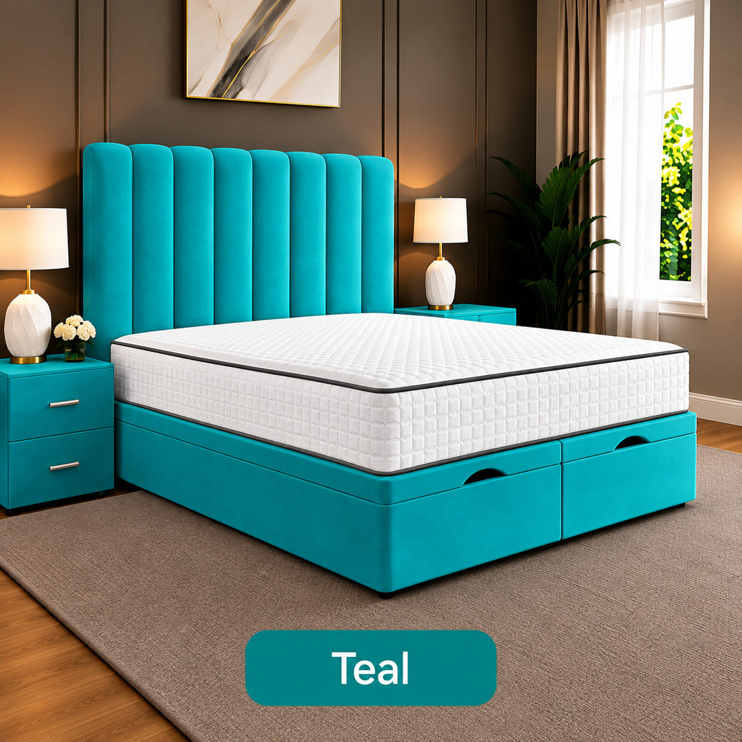 Safar Striped Divan Storage Ottoman Bed Frame
