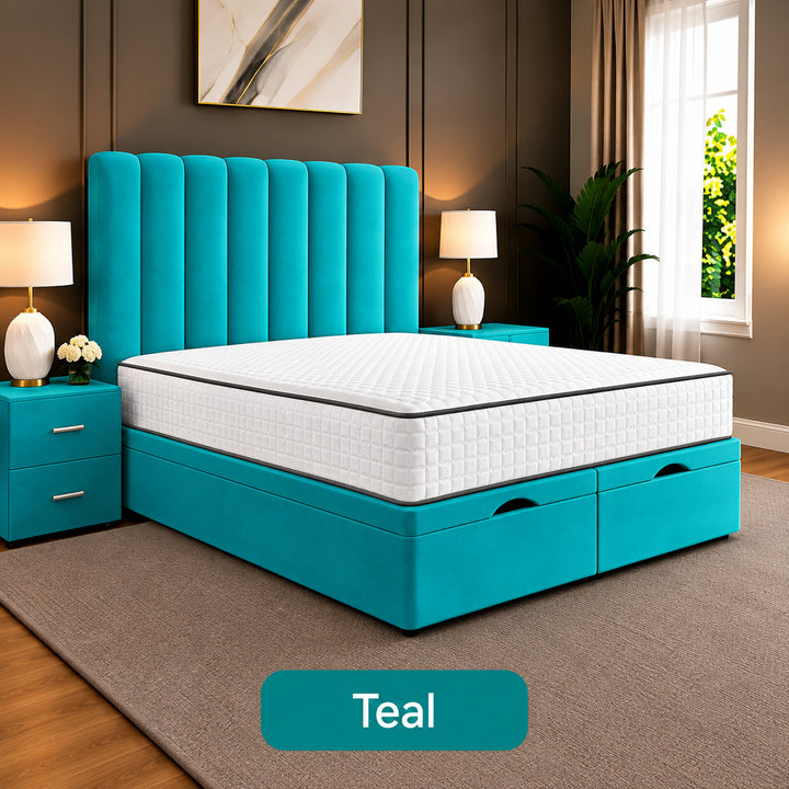 Safar Striped Divan Storage Ottoman Bed Frame