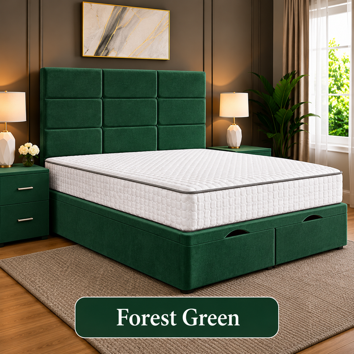 Lux Cubed Tufted Divan Storage Ottoman Bed Frame