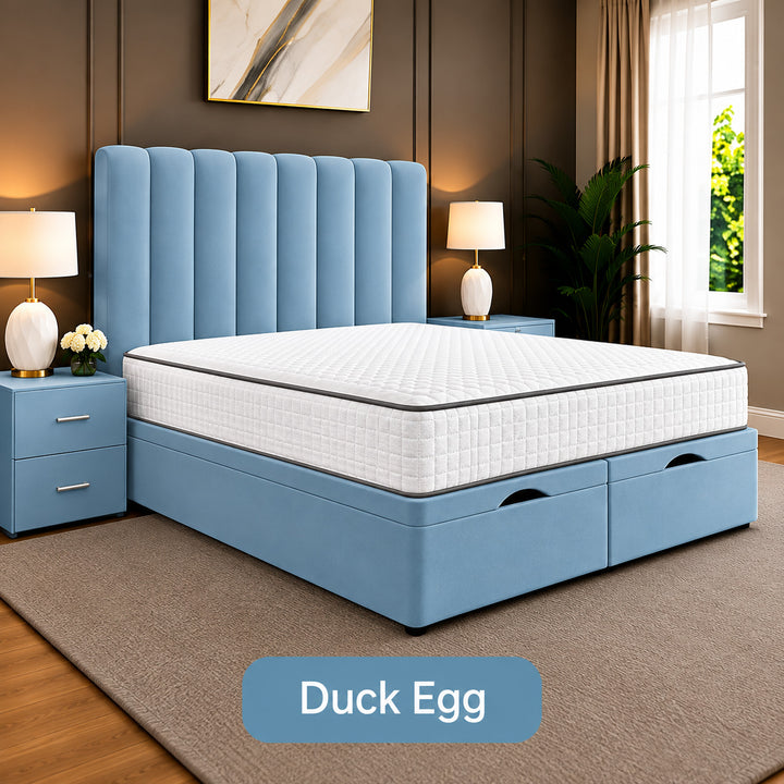 Safar Striped Divan Storage Ottoman Bed Frame