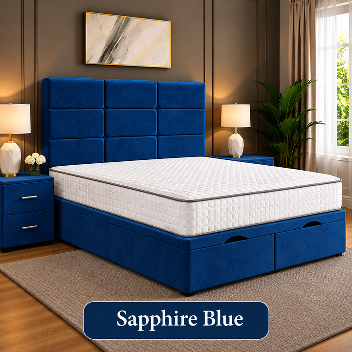Lux Cubed Tufted Divan Storage Ottoman Bed Frame