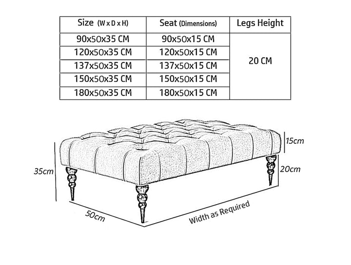 Alyana Rectangle Chesterfield Upholstered Footstool