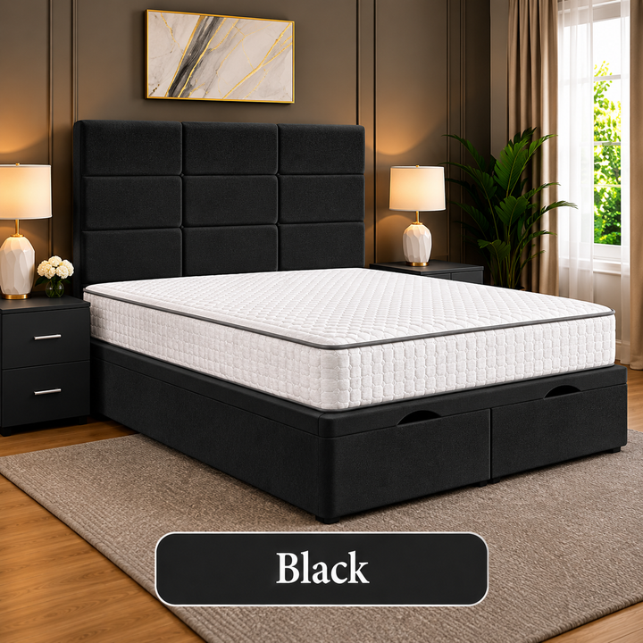 Lux Cubed Tufted Divan Storage Ottoman Bed Frame
