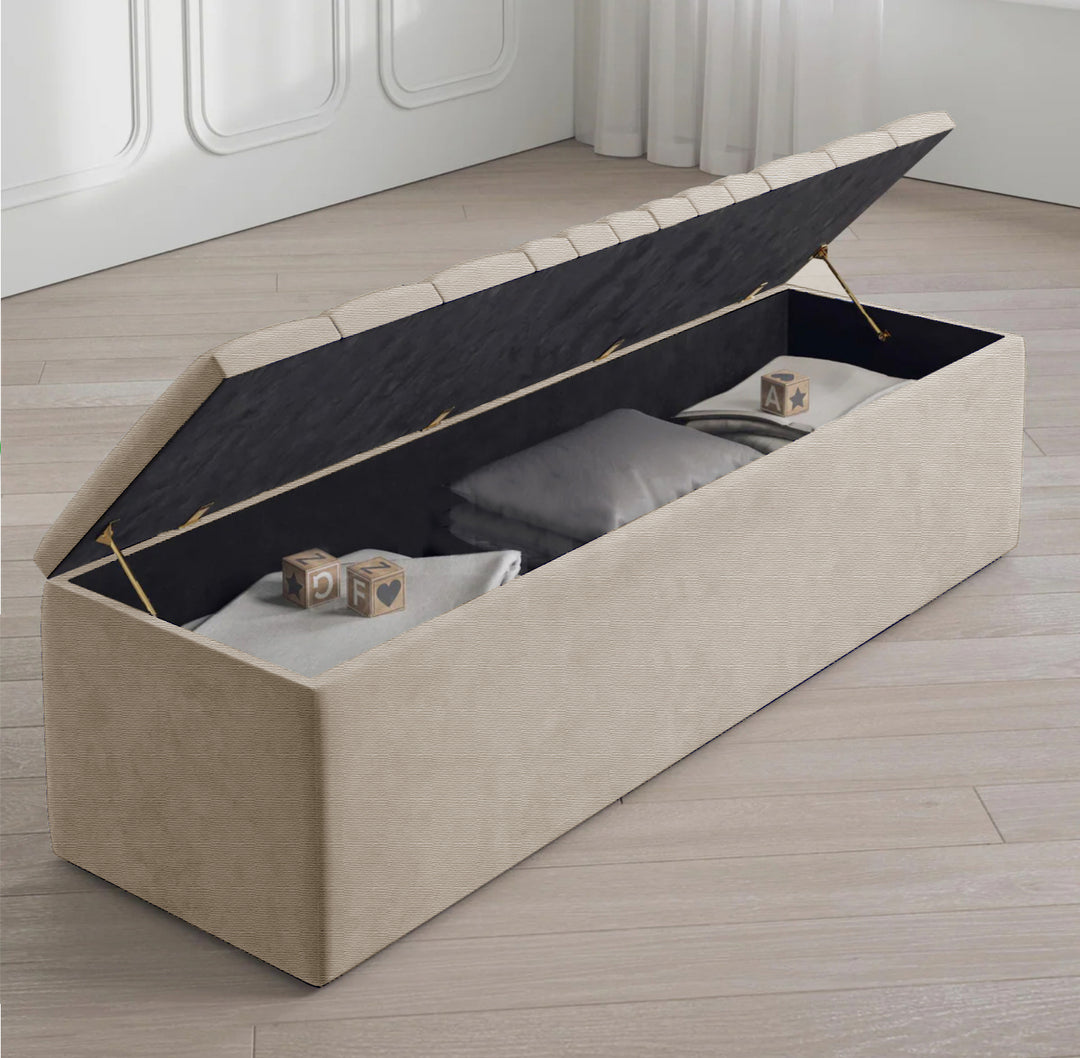 Large Naples Ottoman Storage Box - Striped Upholstered Blanket Box