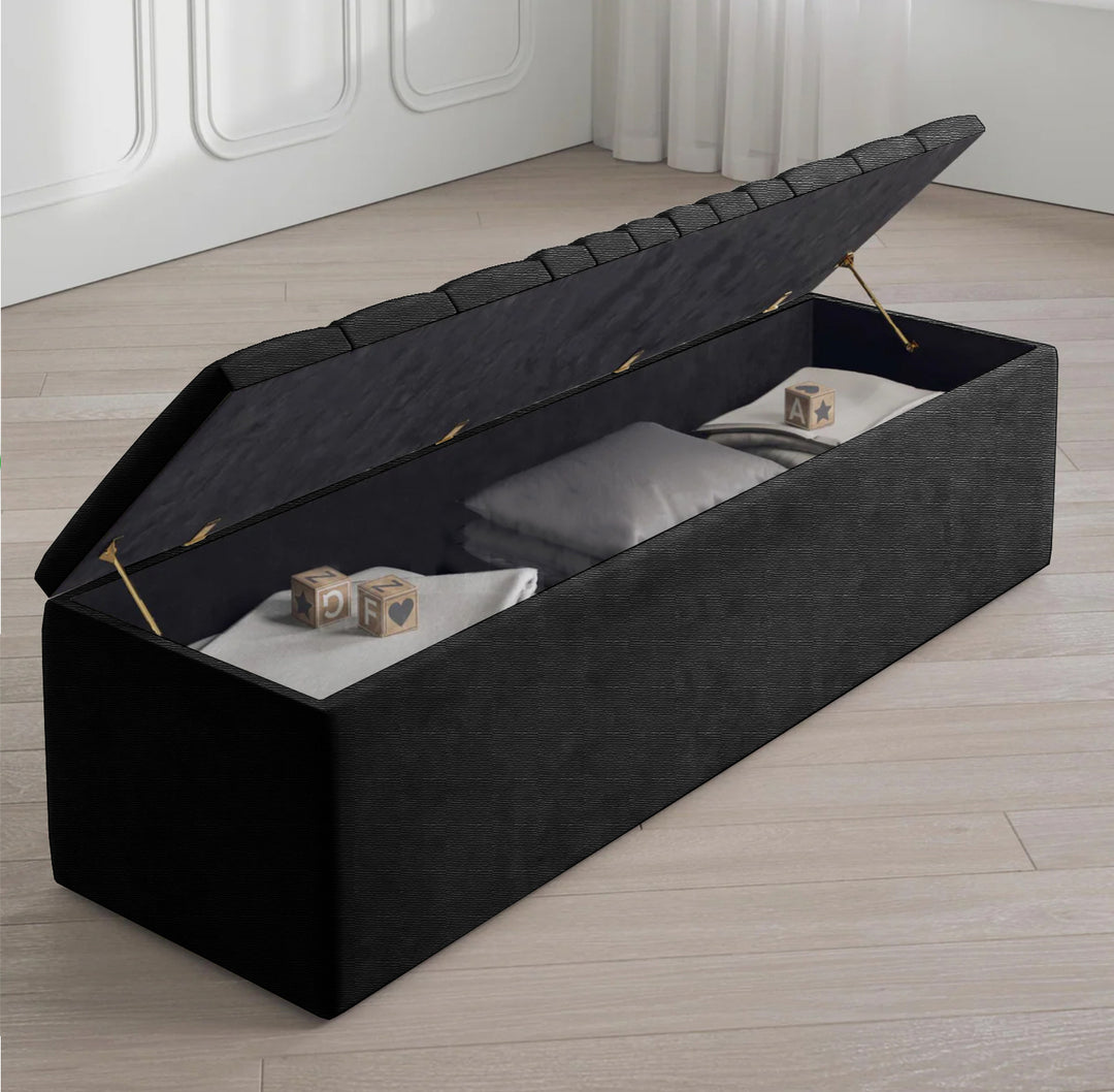 Large Naples Ottoman Storage Box - Striped Upholstered Blanket Box
