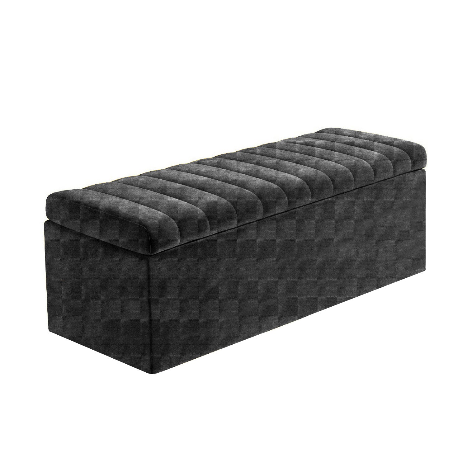 Large Safar Naples Ottoman Storage Box - Striped Upholstered Blanket Box