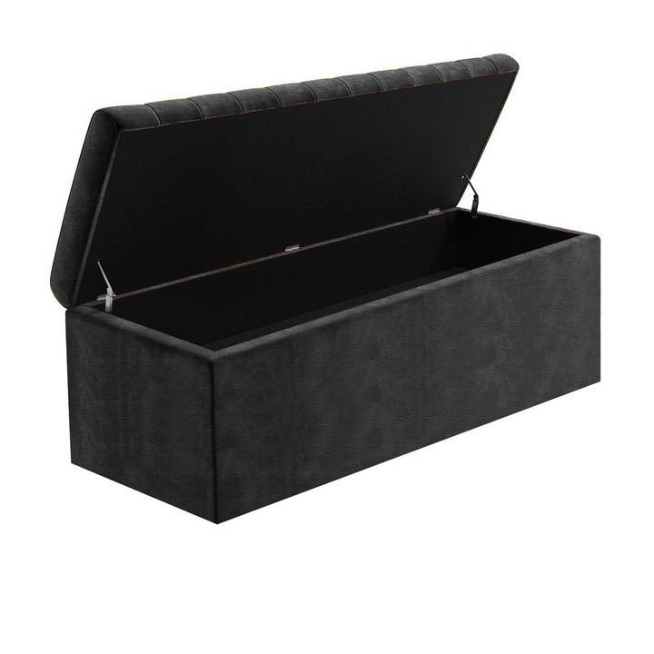 Large Safar Naples Ottoman Storage Box - Striped Upholstered Blanket Box