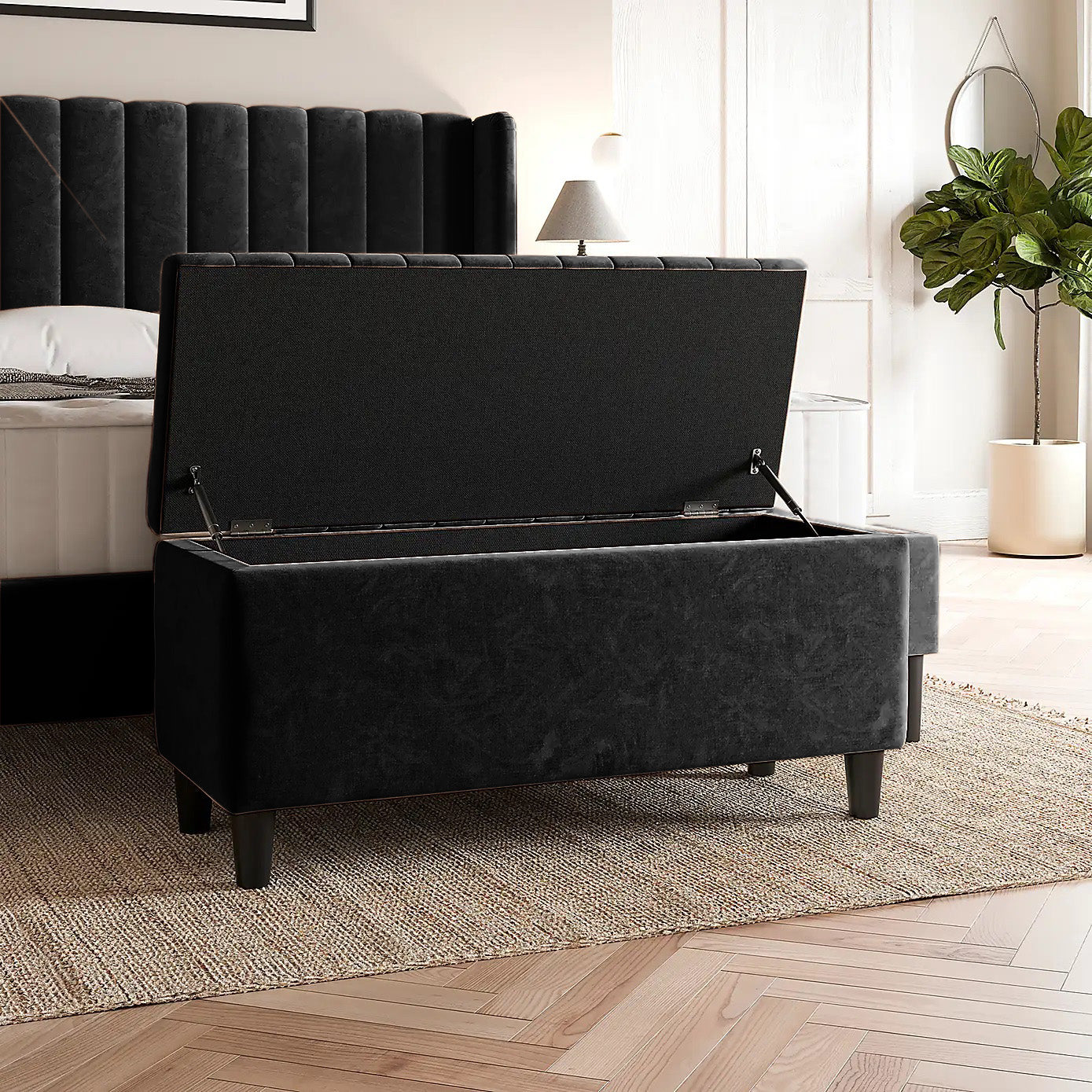 Lined Upholstered Ottoman Storage Box
