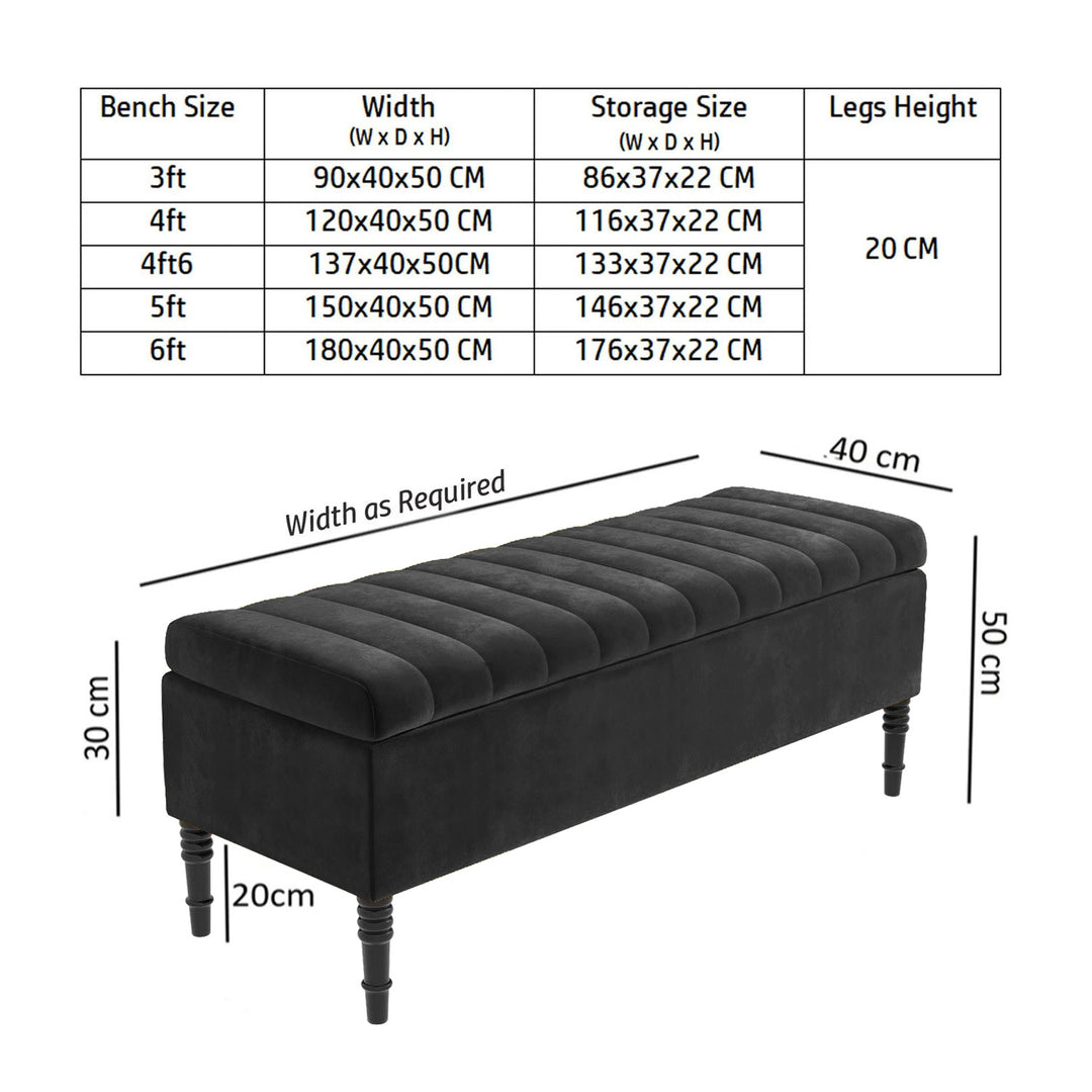 Paris Striped Ottoman Bench with storage