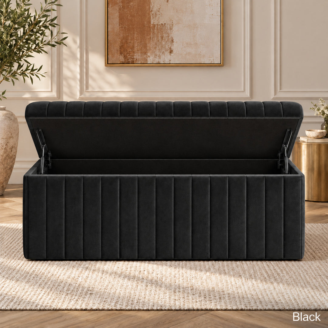 Lux Striped Ottoman Storage Box in Velvet