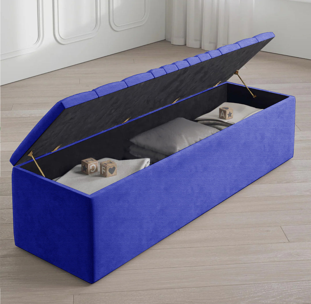 Large Naples Ottoman Storage Box - Striped Upholstered Blanket Box