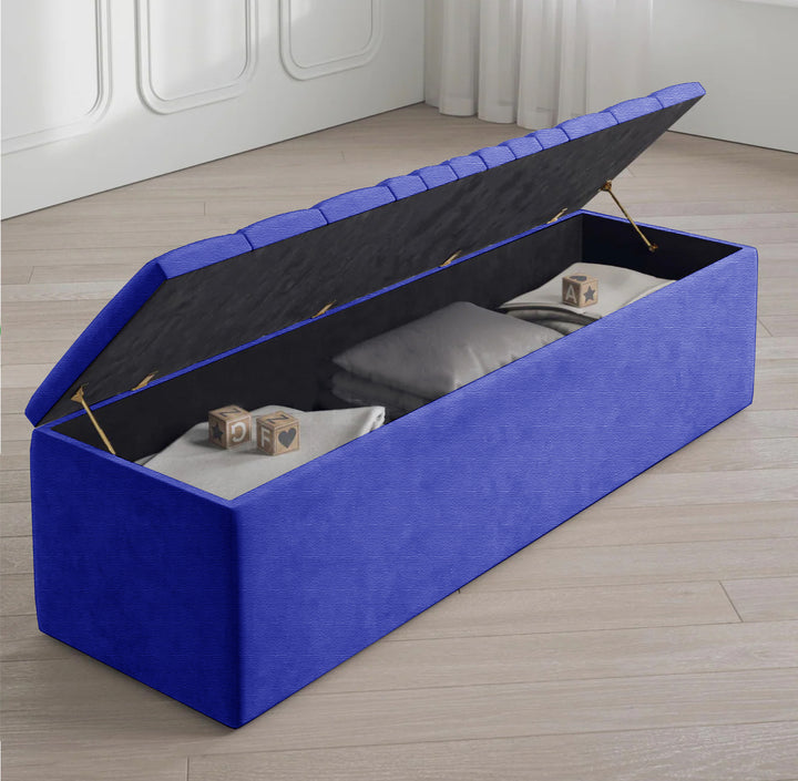 Large Naples Ottoman Storage Box - Striped Upholstered Blanket Box
