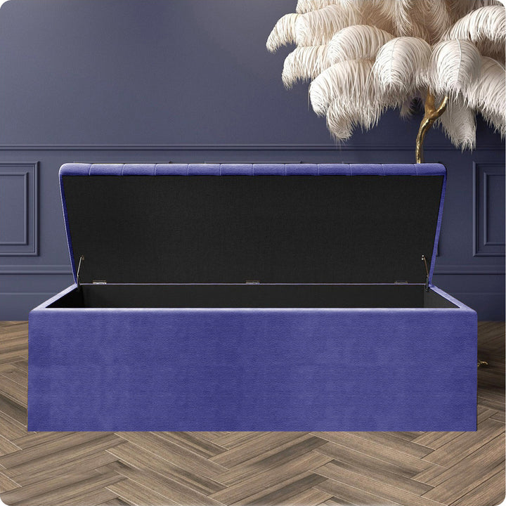 Large Safar Naples Ottoman Storage Box - Striped Upholstered Blanket Box