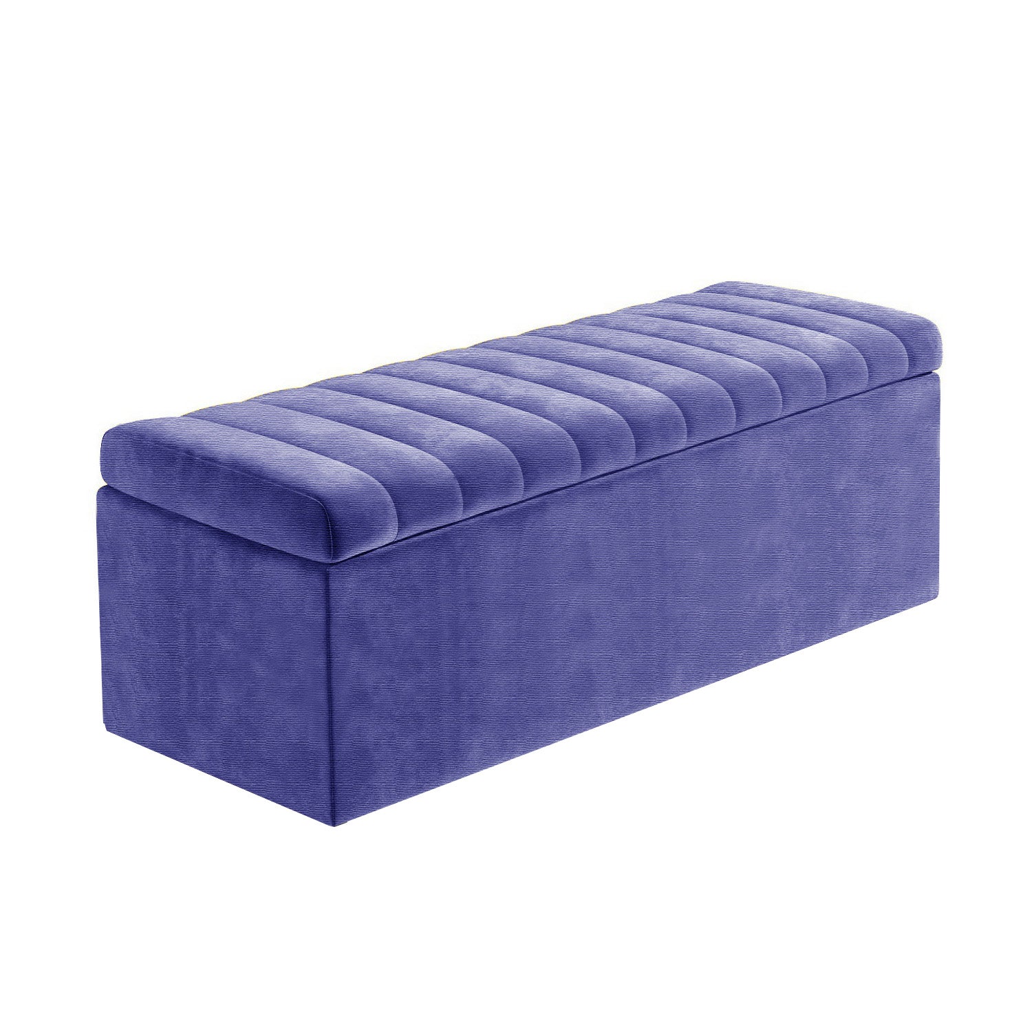 Large Safar Naples Ottoman Storage Box - Striped Upholstered Blanket Box