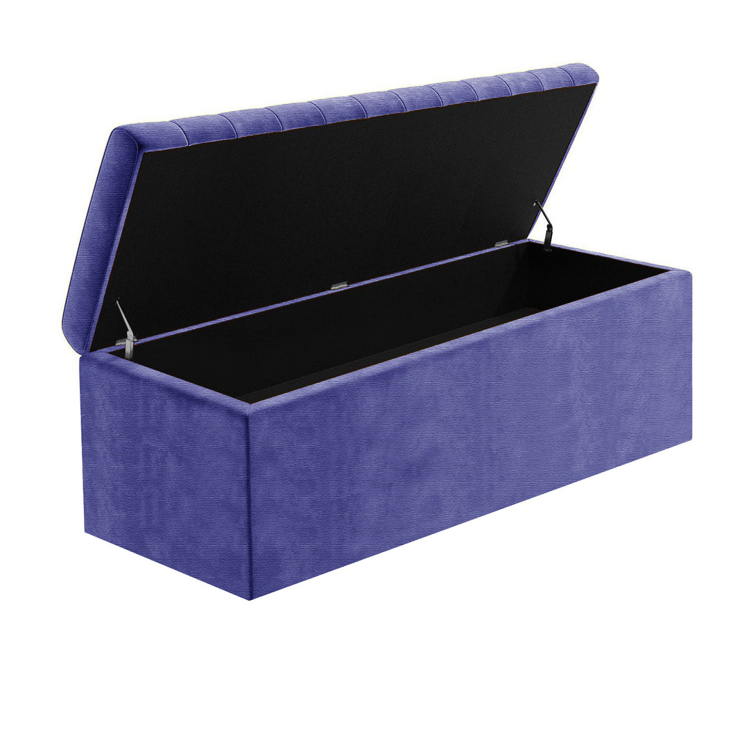 Large Safar Naples Ottoman Storage Box - Striped Upholstered Blanket Box
