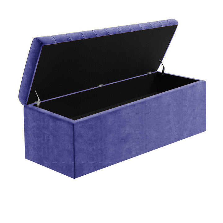 Large Safar Naples Ottoman Storage Box - Striped Upholstered Blanket Box