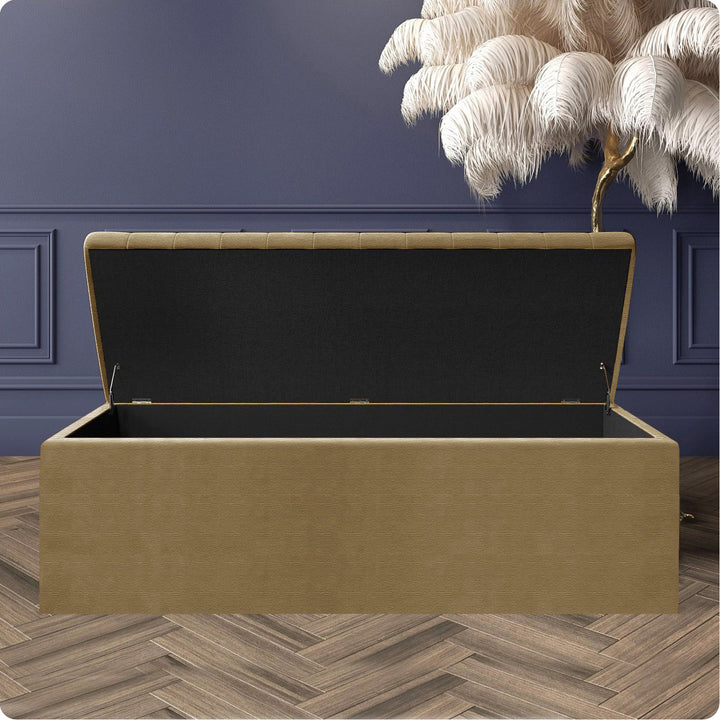 Large Safar Naples Ottoman Storage Box - Striped Upholstered Blanket Box