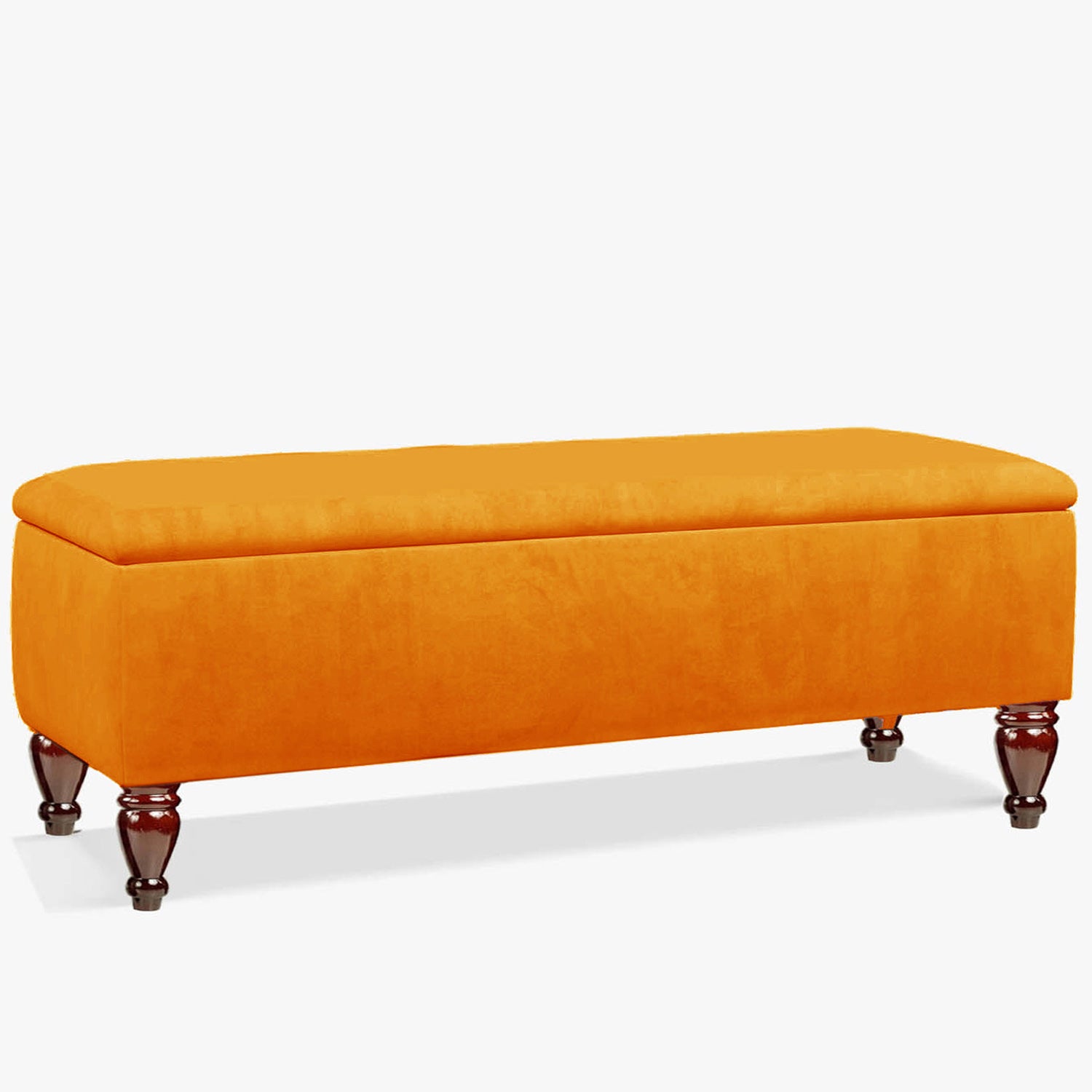 Burnt Orange velvet bench, shoe storage bench, end of bed bench, plain ottoman bench with storage, window seating bench, velvet upholstered footstool, velvet end table, storage coffee table, hallway bench, ottoman storage box, rectangle ottoman footstool 