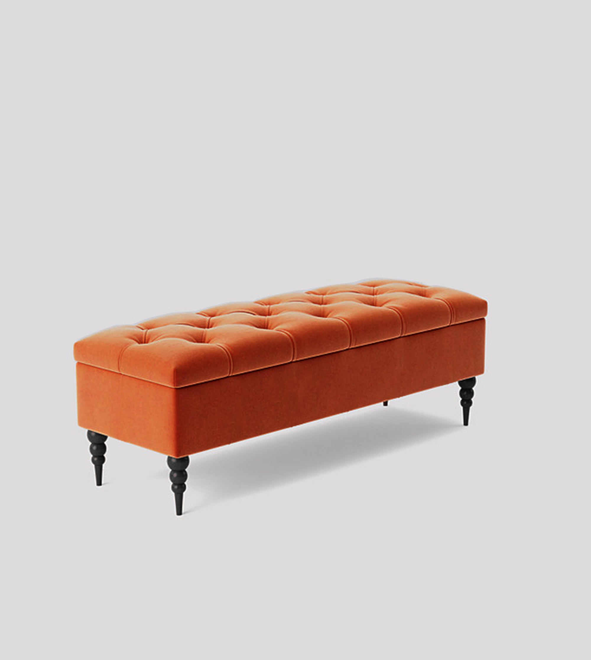 burnt orange velvet bench with storage, Chesterfield shoe bench, shoe bench with storage, plush velvet upholstered coffee table, rectanalge footstool with storage, ottoman footstool, velvet end of bed bench, window seating bench, entry hallway bench, emerald green plush velvet bench, tufted ottoman bench