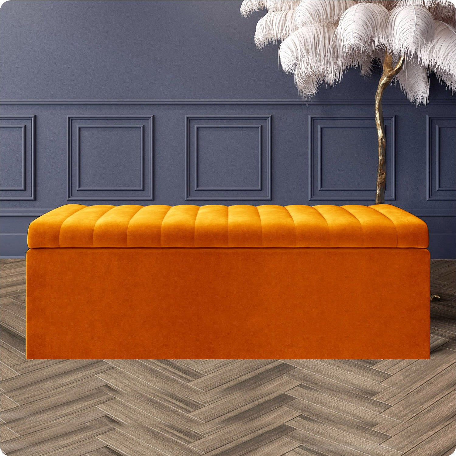 Safar Large Ottoman Storage Box - Upholstered Blanket Box