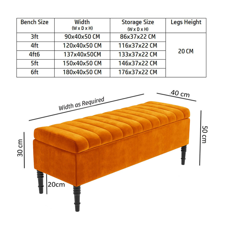 Paris Striped Ottoman Bench with storage