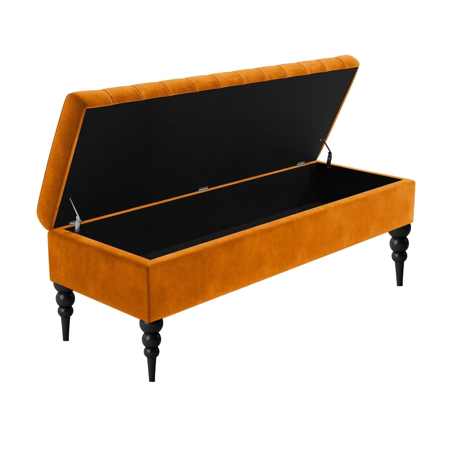 Sierra Ottoman Storage Bench with Black Turned Wooden Legs