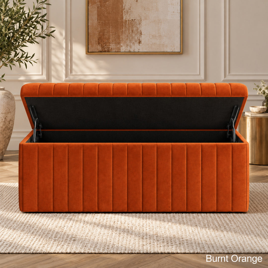 Lux Striped Ottoman Storage Box in Velvet