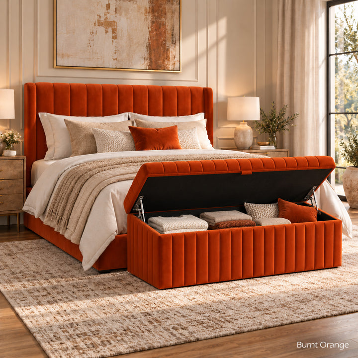 Lux Striped Ottoman Storage Box in Velvet