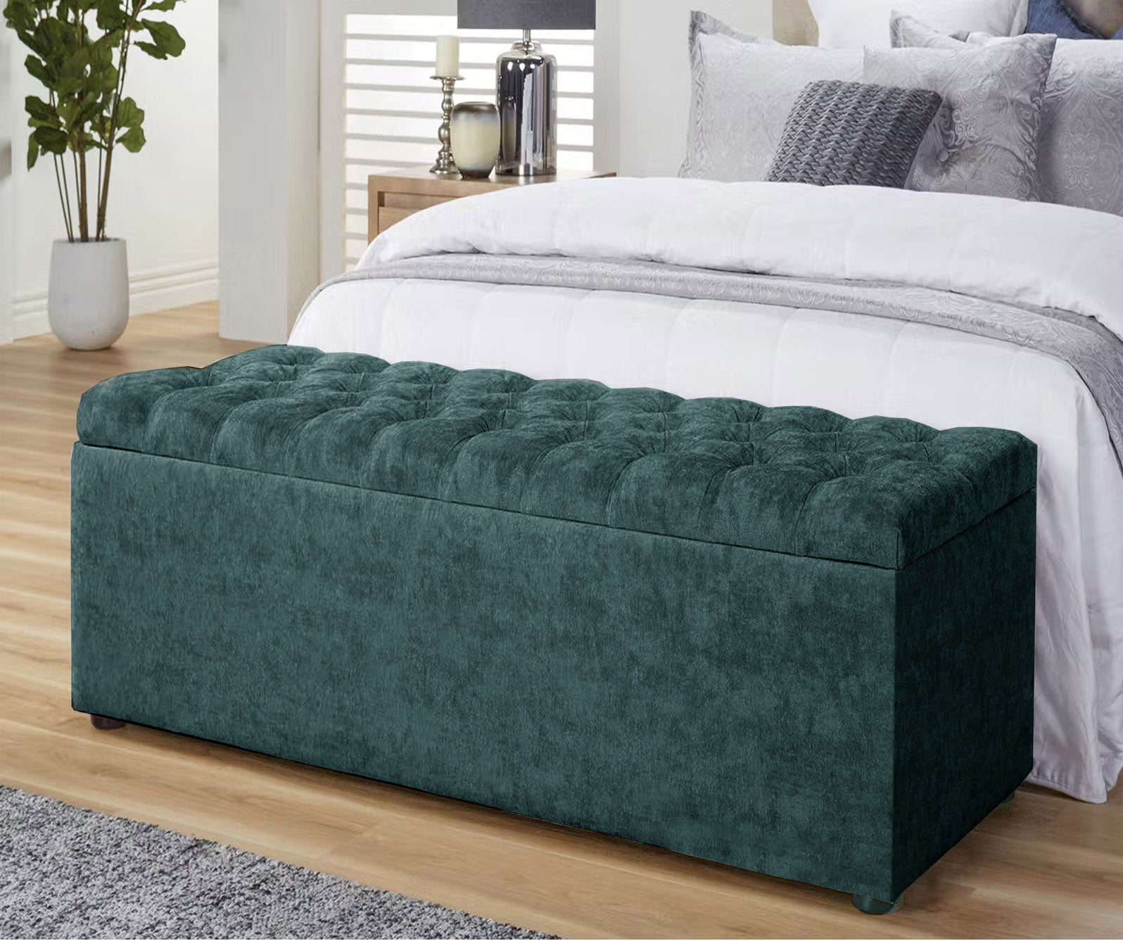 Charcoal Grey naples ottoman storage box, velvet ottoman bench with storage, shoe storage bench, end of bed bench, chesterfield ottoman bench, upholstered footstool, rectangle coffee table, end of bed bench
