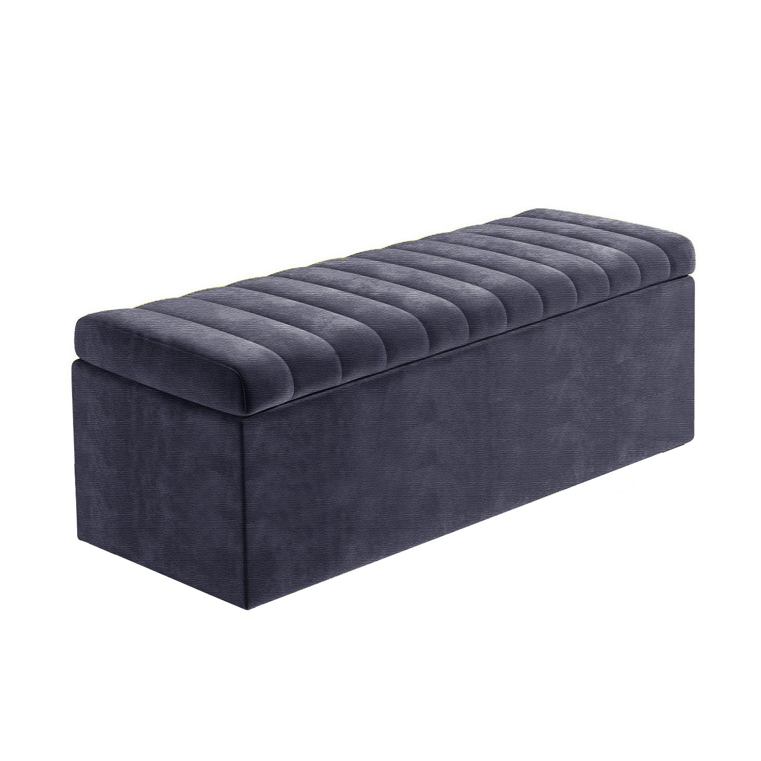 Large Safar Naples Ottoman Storage Box - Striped Upholstered Blanket Box