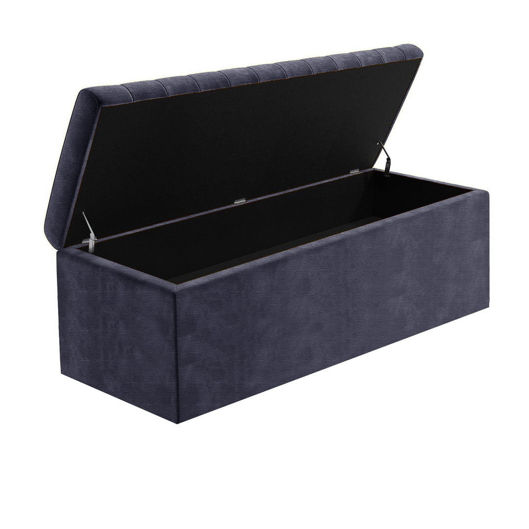 Large Safar Naples Ottoman Storage Box - Striped Upholstered Blanket Box