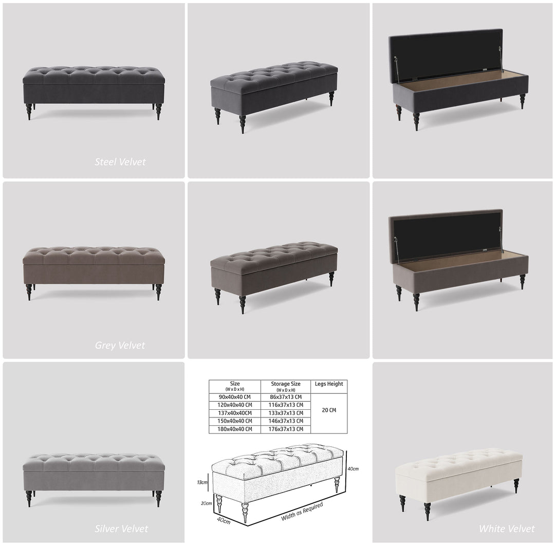 Safar Chesterfield Shoe Storage Bench with Legs