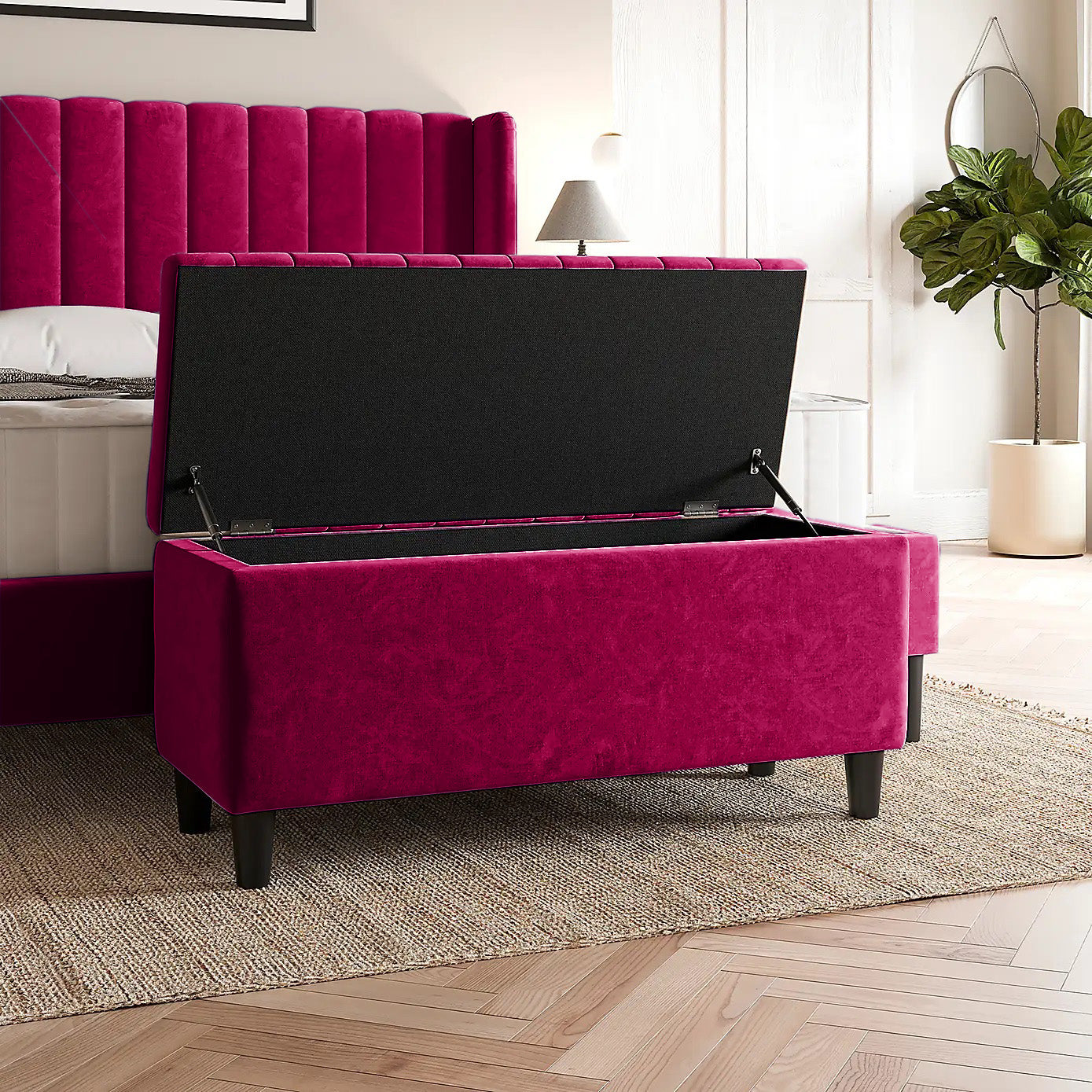 Lined Upholstered Ottoman Storage Box