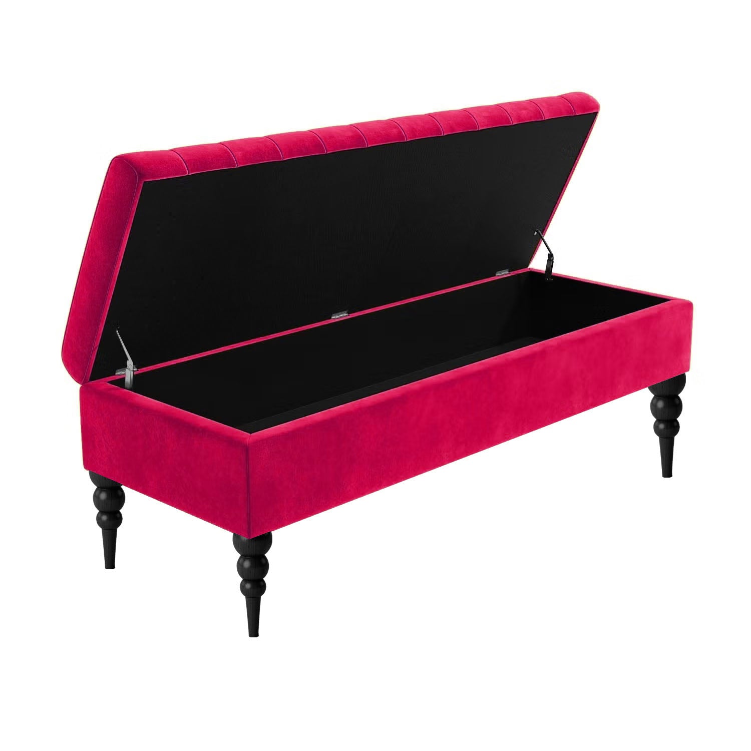 Sierra Ottoman Storage Bench with Black Turned Wooden Legs
