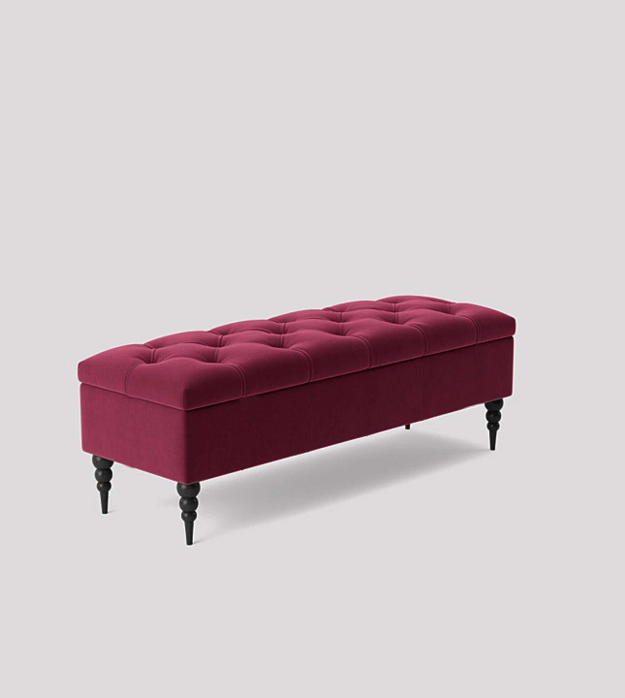 claret velvet bench, Chesterfield shoe bench, shoe bench with storage, plush velvet upholstered coffee table, rectanalge footstool with storage, ottoman footstool, velvet end of bed bench, window seating bench, entry hallway bench, emerald green plush velvet bench, tufted ottoman bench